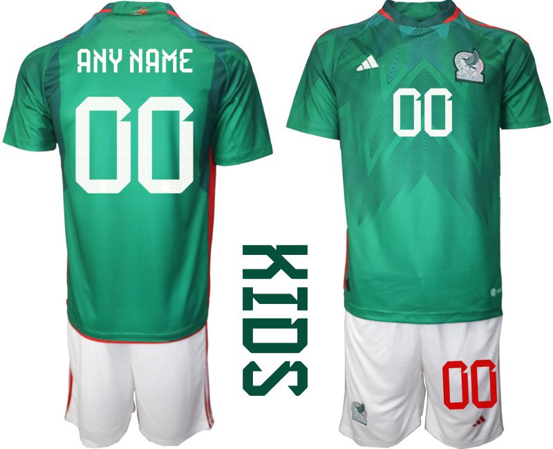 Youth 2022 World Cup National Team Mexico home green customized Soccer Jersey
